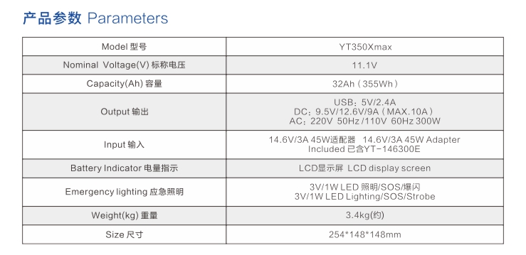 樱桃免费人成网站WWW戶外電源YT350Xmax參數